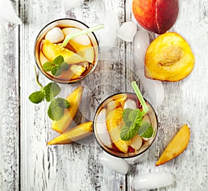 Glasses of Peach Iced Tea.