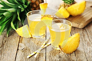 Glasses of pineapple juice