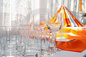 Glasses placemats on the table