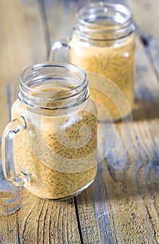 Glasses of pumpkin chia seed pudding