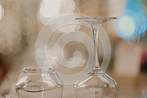 Glasses put upside down on the table