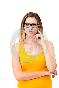 Glasses reflects on white background