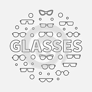 Glasses round line illustration. Vector eyeglasses symbol