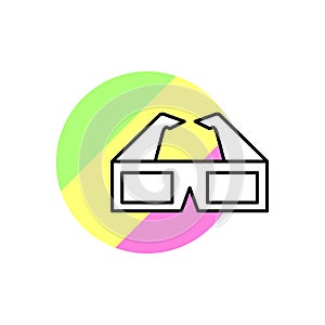 Glasses the 90s icon. Simple line, outline vector in color circle of retro 90s style icons for ui and ux, website or mobile