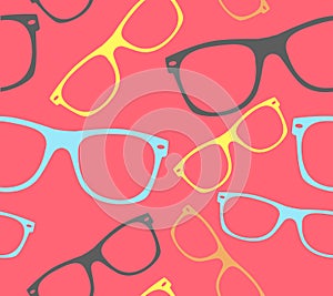 Glasses seamless pattern retro hipster sunglasses