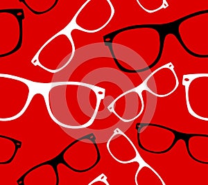 Glasses seamless pattern retro hipster sunglasses vector abstract background