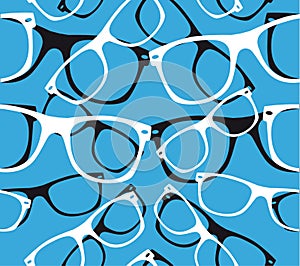 Glasses seamless pattern retro hipster sunglasses. vector abstract background