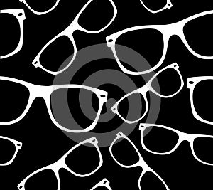 Glasses Seamless Pattern Retro Hipster Sunglasses. Vector Abstract Background