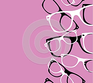 Glasses Seamless Pattern Retro Hipster Sunglasses. Vector Abstract Background