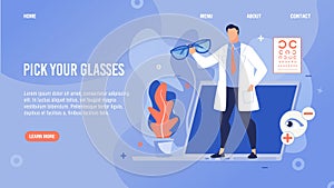 Glasses Selection Service Cartoon Lading Page photo