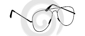 Glasses silhouettes. Black eyewear vintage hipster eyeglasses, angle view, fashionable modern eyewear, classic elegance