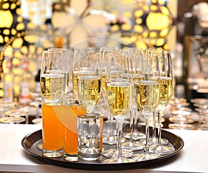 Glasses with sparkling champagne