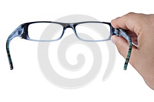 Glasses Spectacles Focusing hand Isolated