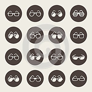 Glasses and sunglasses icon set