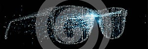 Glasses Transforming Into a Stream of Binary Code Representing AI Perception in a Digital World