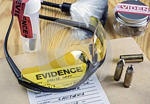 Glasses UV for criminology on police records photo