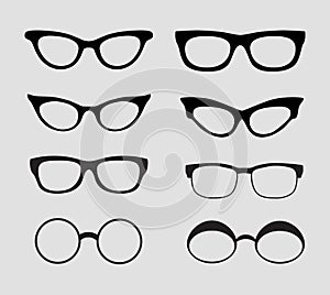 Glasses vector set. Retro, hipster styles