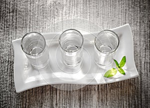 Glasses of vodka
