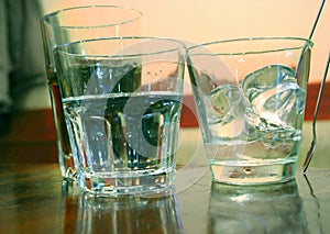 Glasses of water with ice