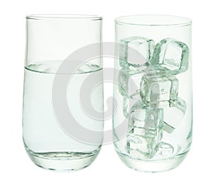 Glasses of Water and Ice Cubes