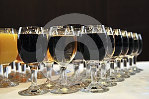 Glasses of wine in restaruant