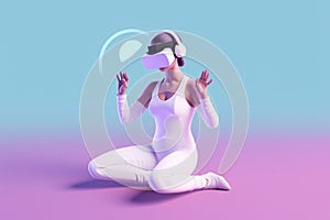 glasses woman sport game neon vr reality innovation freedom digital virtual. Generative AI.