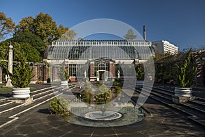 A glasshouse with tropical plants in Wintergardens Auckland Domain New Zealand