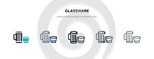 Glassware icon in different style vector illustration. two colored and black glassware vector icons designed in filled, outline,