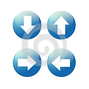 Glassy blue arrow web icon button photo