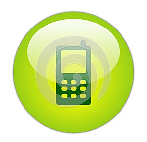 Glassy Green Mobile Phone Icon