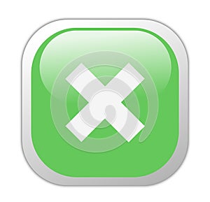 Glassy Green Square Cross Icon