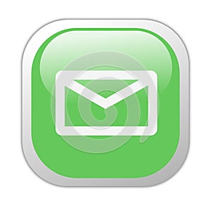 Glassy Green Square Email Icon