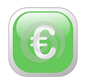 Glassy Green Square Euro Icon