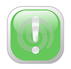 Glassy Green Square Exclamation Icon