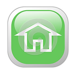 Glassy Green Square Home Icon