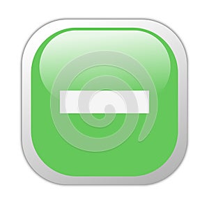 Glassy Green Square Minus Icon