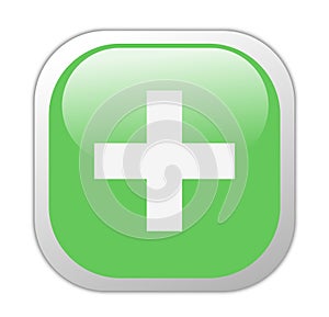 Glassy Green Square Plus Icon