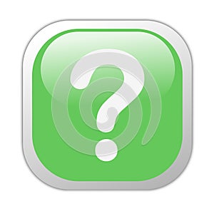 Glassy Green Square Question Mark Icon