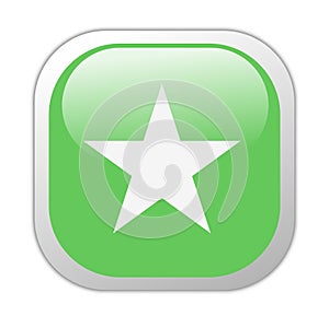 Glassy Green Square Star Icon