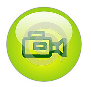 Glassy Green Video Camera Icon