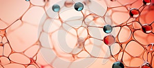 Glassy molecules mockup. Futuristic molecular structure pattern. Banner. Science concept.