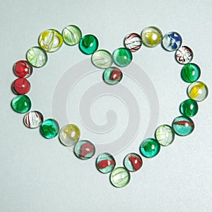 Glassy stones in heart shape