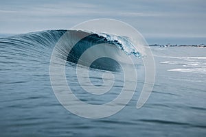 Glassy wave. Perfect swell for surfing in Hawaii