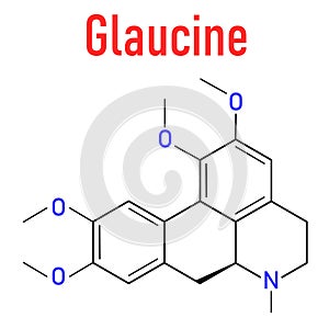 Glaucine alkaloid molecule. Skeletal formula. Chemical structure