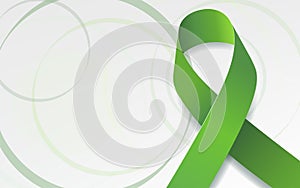 Glaucoma Awareness Month concept. Banner with green ribbon awareness and text. Vector illustration.