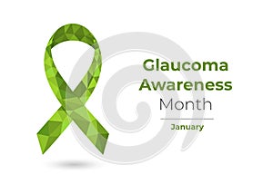 Glaucoma Awareness Month green low poly ribbon