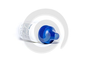 Glaucoma eye drops, blue bottle