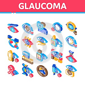 Glaucoma Ophthalmology Isometric Icons Set Vector
