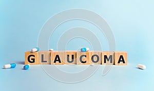 GLAUCOMA word made with building blocks, medical concept