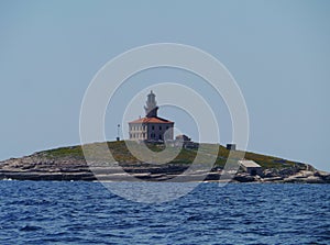 The Glavat lighthouse on a rock